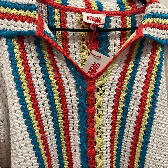 Solid & Striped The Lola Pullover Crochet Long Sleeved Split Cuffs NWT Small - Picture 7 of 13